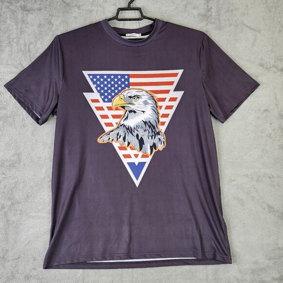 Mens Black Short Sleeve USA American Flag with Eagle T-Shirt Size XXL - Picture 1 of 8